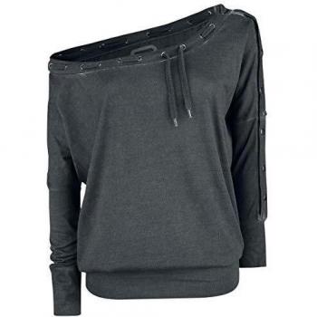 R.E.D. by EMP Fast and Loose Mujer Camiseta Manga Larga Negro S, 100% algodón, Schnürung Ancho