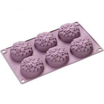 Lurch Millefleur - Molde flexible para 6 magdalenas con diseño de dalias, color morado