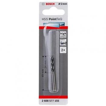 Bosch Professional 2 brocas helicoidal HSS PointTeQ, para metal, 2 x 24 x 49 mm, accesorio de taladro