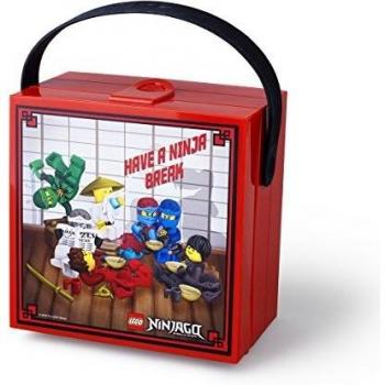 Room Copenhagen Almuerzo con asa de Lego Ninjago, Caja de Almacenamiento portátil, roja, Rojo