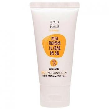 Protector solar facial FPS 25 Amapola Bio 50ml - Crema Solar Ecológica, Filtro Mineral Óxido de Zinc, Hidratante y Biodegradable