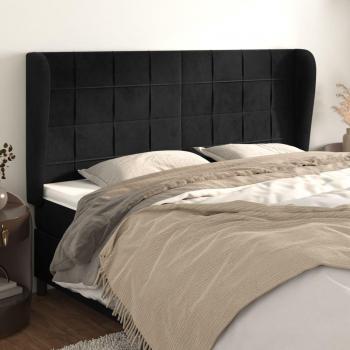 Cabecero de oreja negro en terciopelo 203x23x128 cm