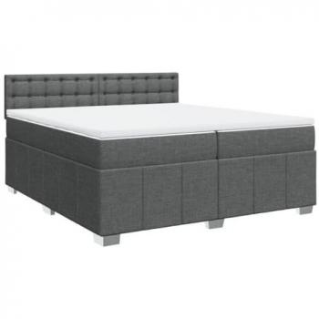 Cama box spring con colchón de muelles gris oscuro 200x200 cm tela