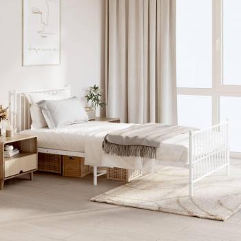 vidaXL Metal Bed Frame without Mattress with Footboard White 100x200cm