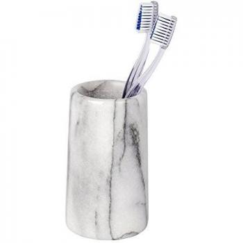 Wenko Onyx Vaso para Cepillos de Dientes, Mármol, Blanco, 7x7x12.5 cm