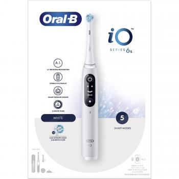 Cepillo de Dientes Eléctrico Oral-B iO Series 6s - Rotación/Oscilación, 5 Modos, Cuidado de Encías, Limpieza Profunda, Diseño Blanco