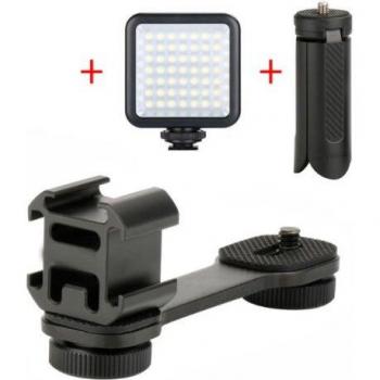 Adaptador de Micrófono y Soporte de Luz para Gimbal Zhiyun Smooth 4 y DJI Osmo Mobile 3 con 4 Accesorios de Montaje