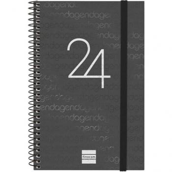 Finocam 741446024 Agenda Semana Vista Horizontal E5 Año 2024 Negro