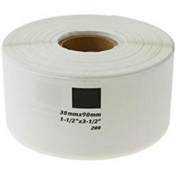 BeMatik - Rollo Bobina de 400 Etiquetas Adhesivas compatibles con Brother DK-11208 DK-1208 38x90mm