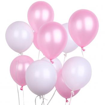 PartyWoo Globos rosados, 100 unidades de 10 pulgadas, paquete de globos rosados, globos crema, decoraciones para fiestas de niñas, decoraciones para baby shower para niñas, baby shower