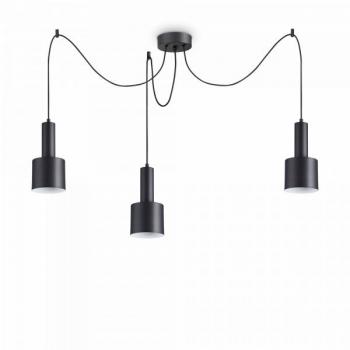 Lámpara colgante Holly Black Metal 3 bombillas 37cm - Lámpara colgante de techo para interior, 3 luces, color negro, casquillo E27