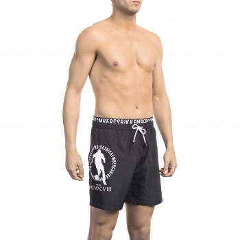 Bikkembergs Black Polyester Layered Swim Shorts with Logo for Men, Size M