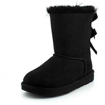 UGG Kids' Bailey Bow II Classic Sheepskin Moonboots in Black, Size 5K