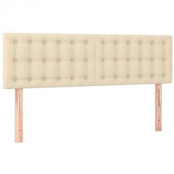 Cabecero con LED de tela color crema 144x5x78/88 cm