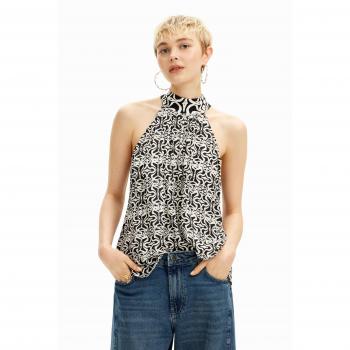 Blusa Sin Mangas con Cuello Halter Alto 100% Algodón Color Negro