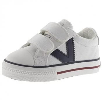 Zapatillas de lona para niños Victoria Basket Tribu 1065163 con logotipo en contraste y tiras adherentes, color blanco