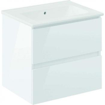 Cosmic BBEST - Mueble de Baño con Lavabo 2 Cajones Color Blanco Brillo