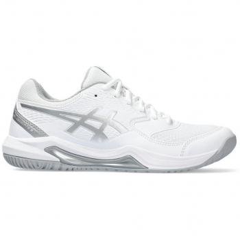 ASICS Gel-Dedicate 8 Zapatillas de Tenis Todas las Superficies para Mujeres - Blanco y Plateado, Talla 36