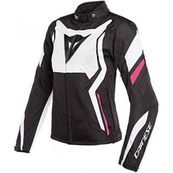 Dainese Edge Tex - Chaqueta de moto para mujer, color negro, blanco y rosa, talla 44