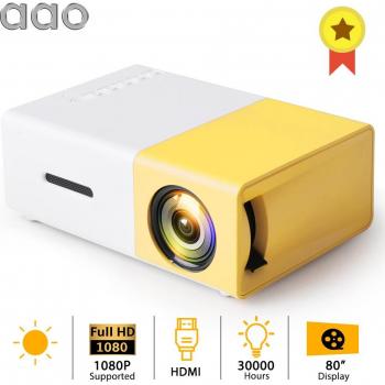 Proyector Mini LED Portátil AAO YG300 YG310 para Cine en Casa, Reproductor de Video y Juegos, Compatible con SD, HDMI y USB, Altavoz Integrado