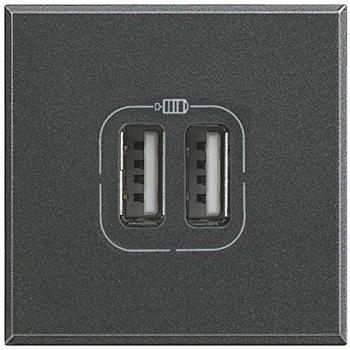 Cargador USB Doble Bticino Axolute HS4285C2 Antracita 2 Módulos 5V 2.4A