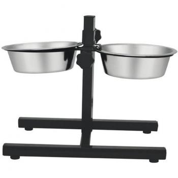Comedero doble con soporte regulable