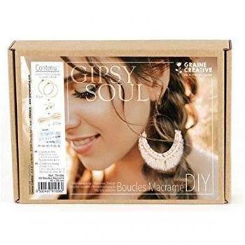 Kit de pendientes de macramé - GRAINE CREATIVE - Blanco - Clip - Sintético - 9 x 5 cm