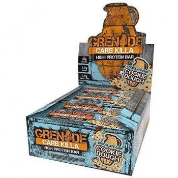GRENADE Carb Killa High Protein and Low Carb Barra Sabor Choc Chip Cookie Dough - 12 Unidades