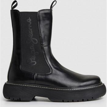Pepe Jeans Women's Yoko Chelsea Black Ankle Boots with Side Elastic