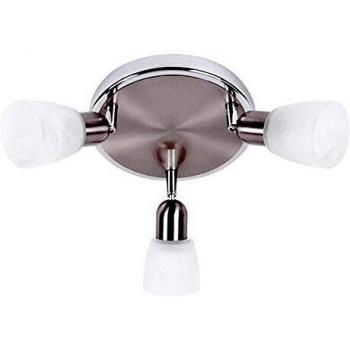 Downlight de techo Sofia, hierro/cromo/blanco, Ø 20 cm, 3 luces E14, max. 40W, cabezales orientables