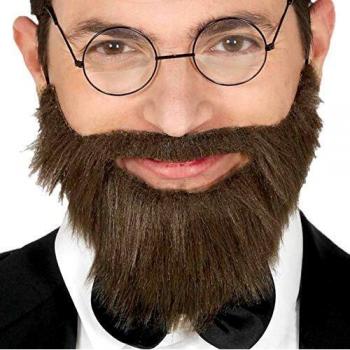 Barba y Bigote Castaña con Goma Elástica de Disfraz