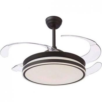 Ventilador de Techo DC con Luz LED Modelo Asagar Mini Negro 91D - Control de aire para verano o invierno, 6 velocidades, temporizador, intensidad de luz regulable, 3 tonalidades de luz