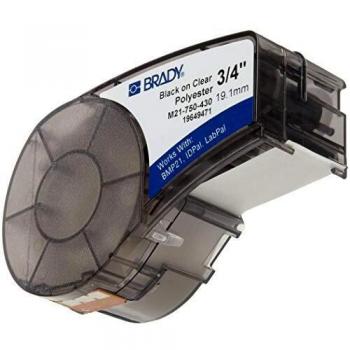 Brady Polyester Tape for BMP21-PLUS; BMP21-LAB; BMP21, 19.05 mm x 6.40 m, Black on Transparent