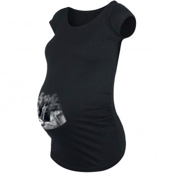 Moda Pre Mama Ultrasound Bebe Heavy Metal Camiseta Mujer Negro 3XL