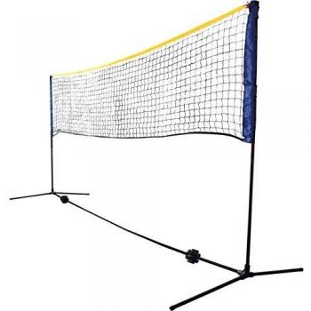 Set de Red Kombi, Red de Ocio para Bádminton, Tenis de Calle y Otros Deportes, Ajustable en Altura Desde 0,75m a 1,55 m, Ancho 3m