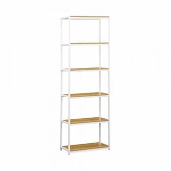Estantería de metal y madera blanca de 6 niveles, Loft, 60x30x180 cm