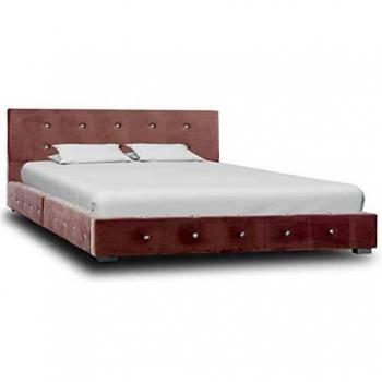 vidaXL Cama Individual Estructura Hierro + Colchón Funda + Somier Láminas Cabecero Tapizada Terciopelo 120x200 cm Contrachapado MDF Patas Acero Rosa