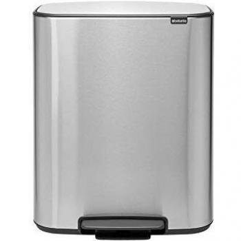 Brabantia Bo Cubo de Basura con Pedal, Acero Mate antihuellas, 2x30L