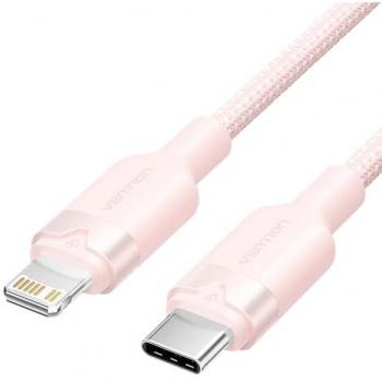 Cable USB-C a Lightning Vention LALPH - Aluminio Trenzado - 27W - 480Mbps - 2m - Rosa