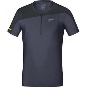 Gore Running Wear Fusion Zip - Camiseta para hombre, color gris / negro, talla L