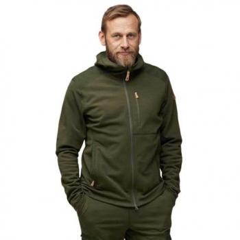 Fjallraven Keb Full Zip Fleece Hoodie for Men, Deep Forest, Large