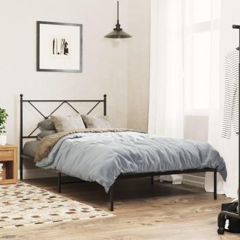 Estructura de cama con cabecero de metal negro 107x203 cm