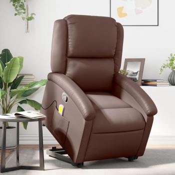 Sillón reclinable de masaje de pie en cuero sintético marrón