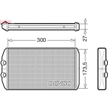 Intercambiador de calor y radiador de calefacción DENSO DRR12008, tipo: intercambiador de calor para calefacción interior, características: diseño eficiente para transferencia de calor, compatible con sistemas de calefacción, fabricado