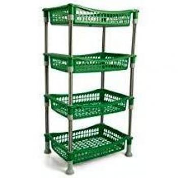 Carrito de cocina portafrutas verde con 4 estantes rectangulares 40x30x77 cm