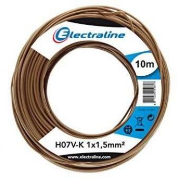 Electraline 15081, N07V-K Cable, Sección 1x1.5 mm, 10m, Marron