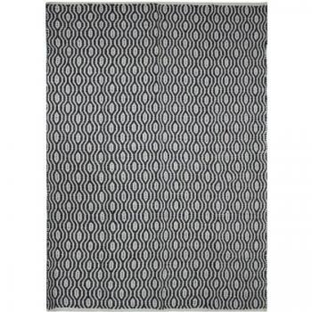 Alfombra TERRA COTTON de salón o dormitorio, aspecto étnico con rayas geométricas, 100% algodón, dimensiones 120 x 170 cm, color Blanco/Negro