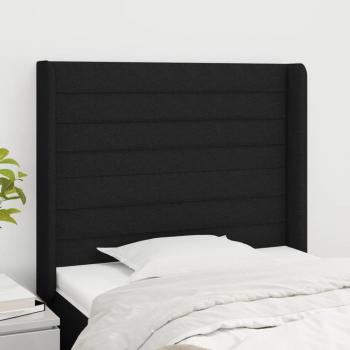 Cabecero de oreja negro 93x16x118/128 cm Tejido Vidaxl