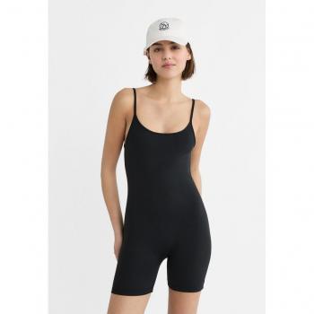 Stradivarius Black Short Strappy Jumpsuit Size L