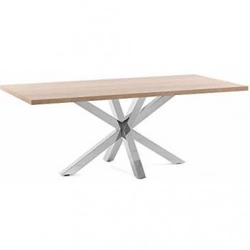 Mesa diseo moderno 200x100 con pies acero inoxidable y tapa dm color natural modelo arya